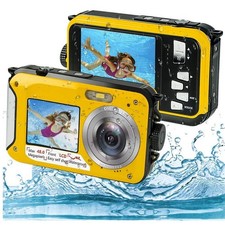 Yellow Full HD 2.7K 48MP 10ft Water Resistant Underwater Digital Camera 16X New