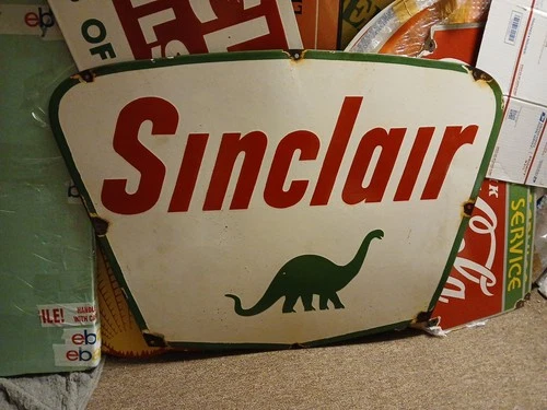 VINTAGE LARGE SINCLAIR PORCELAIN SIGN GASOLINE MOTOR OIL SERVICE PUMP PETROLIANA