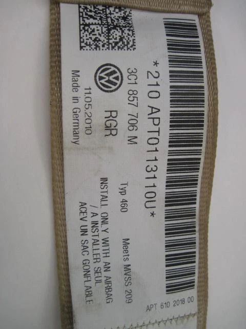 Seat Belt Volkswagen Jetta 2005 05 2006 06 2007 07 08 09 10 Passenger 715158 Foto 2 de 4