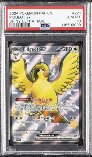 2024 POKEMON PAF EN-PALDEAN FATES SHINY ULTRA RARE #221 PIDGEOT EX PSA 10