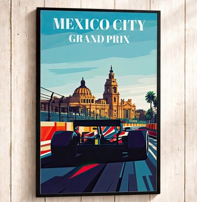 Mexico City Grand Prix Travel Poster Print, Formula 1