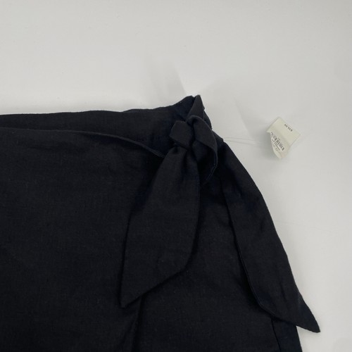 Falda corta envolvente XL de lino azul marino antigua para mujer atar cintura elástica negra - Imagen 3 de 7