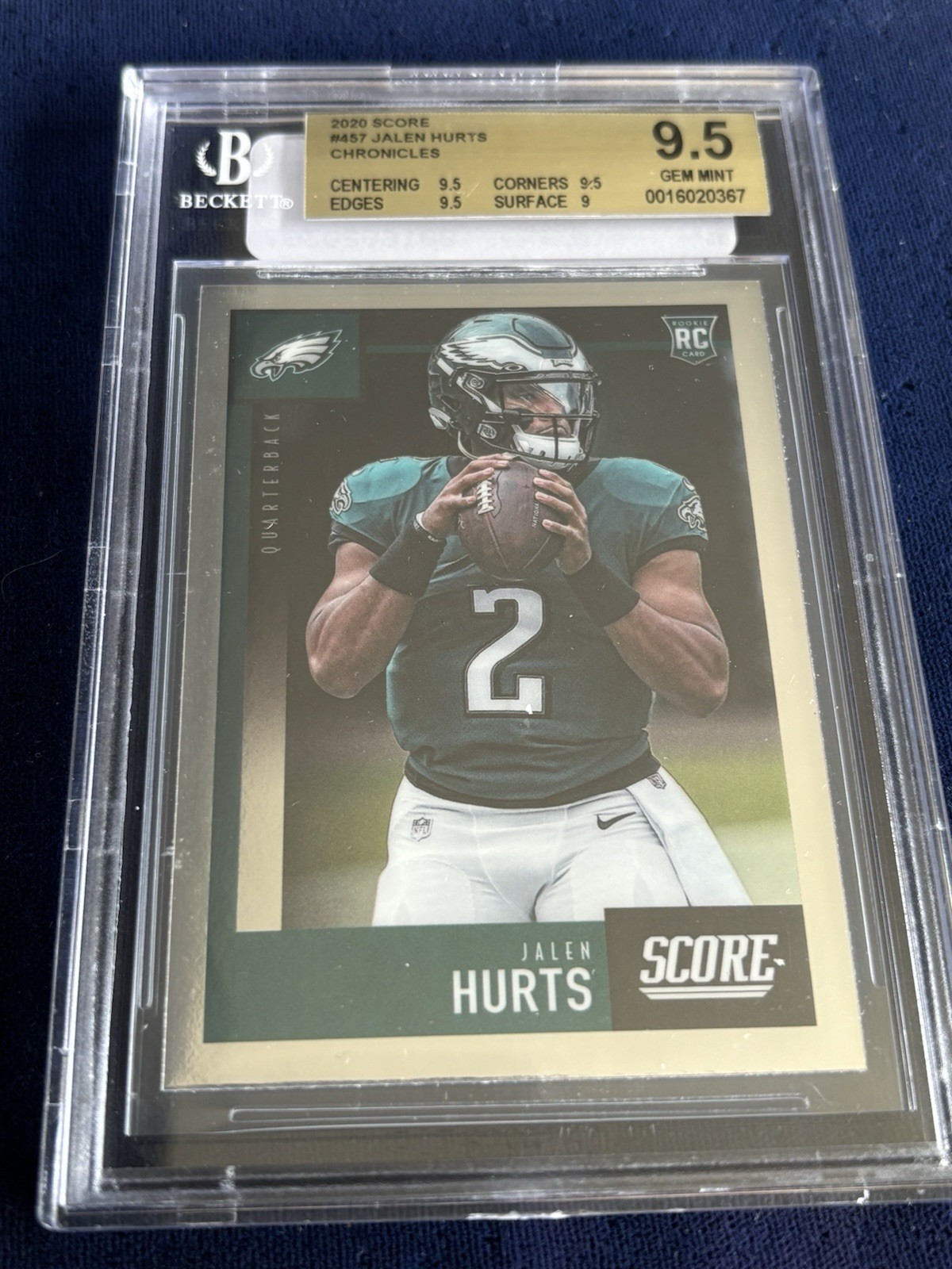 2020 Score Chronicles #457 JALEN HURTS BGS 9.5 GEM MINT EAGLES 🔥