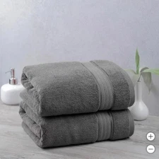 Welspun Purely Indulgent Towel Set Dark Gray 2-Piece Egyptian Cotton 640 GSM