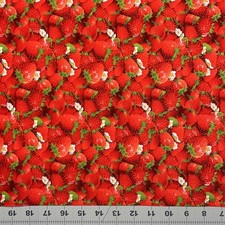 Foods Fabric Berry Good Packed Red Strawberry Elizabeth's Studio YARD