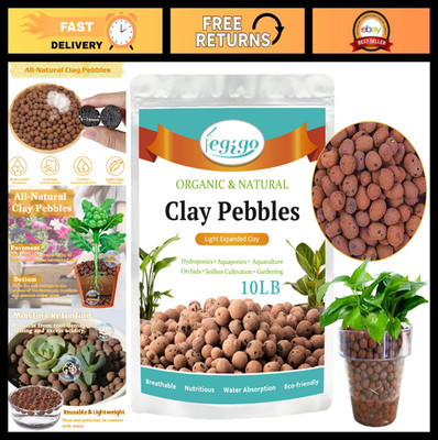 10 LB Organic Leca Clay Pebbles for Plants | Hydroponic Aquaponics Drainage Ball