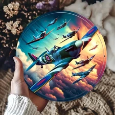 Retro Spitfire Squadron Metal Wall Art 8x8 Inch Aluminum Foil Engraved Sign