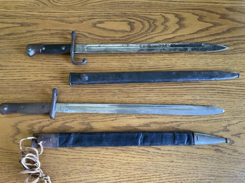 LOT OF 2 WW1 ERA MAUSER RIFLE BAYONETS SPANISH ARGENTINE