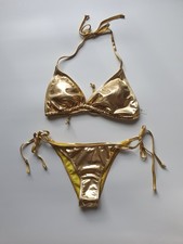Gorglitter Women's Metallic Bikini Set L Gold