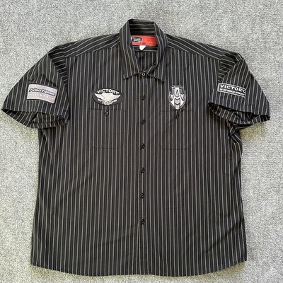 Victory Motorcycles Shirt Mens 2XL Black Pinstripe Arlen Ness Workwear Button Up