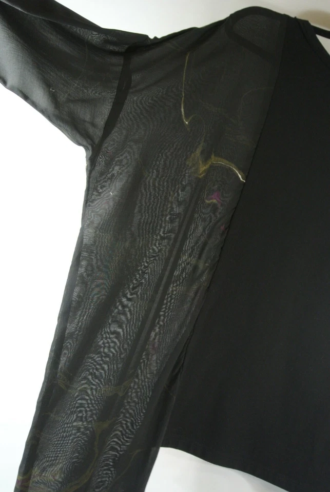 全新带标签 Yohji Yamamoto N-Drape 不对称 T 恤黑色 - 尺寸 2 #T1168 — 第 4/4 张图片