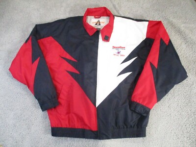 Speed Zone Jacket Mens XL Red Black Shark tooth Vintage SpeeDee NFAC 2003