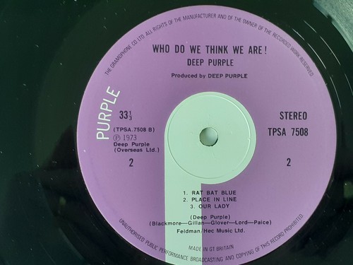 DEEP PURPLE WHO DO WE THINK WE ARE VINYL ALBUM - Picture 5 of 11