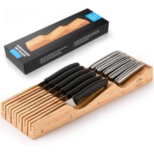 Zulay Kitchen Bamboo Knife Drawer Organizer Insert