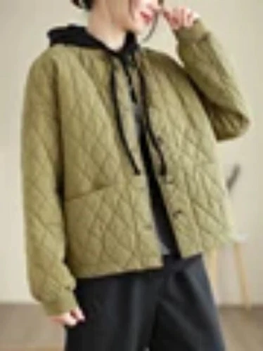 Women Collarless Long Sleeve Single-breasted Ladies New Winter Coat Casual - Picture 9 of 27
