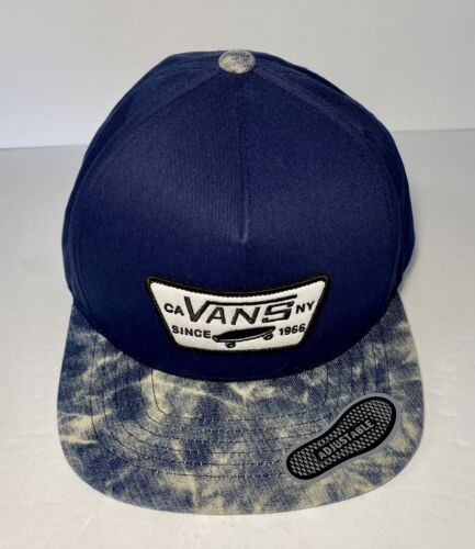 2015 Vans Off The Wall Mens Hat Full Patch Snapback Adjustable Blue Tie-Dye Brim - Picture 1 of 9