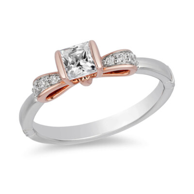 1/2CT White Princess CZ Two Tone Plated Engagement Wedding Ring 925 Silver