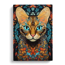 Bengal Cat Nouveau No.2 Canvas Wall Art Print Framed Picture Decor Living Room