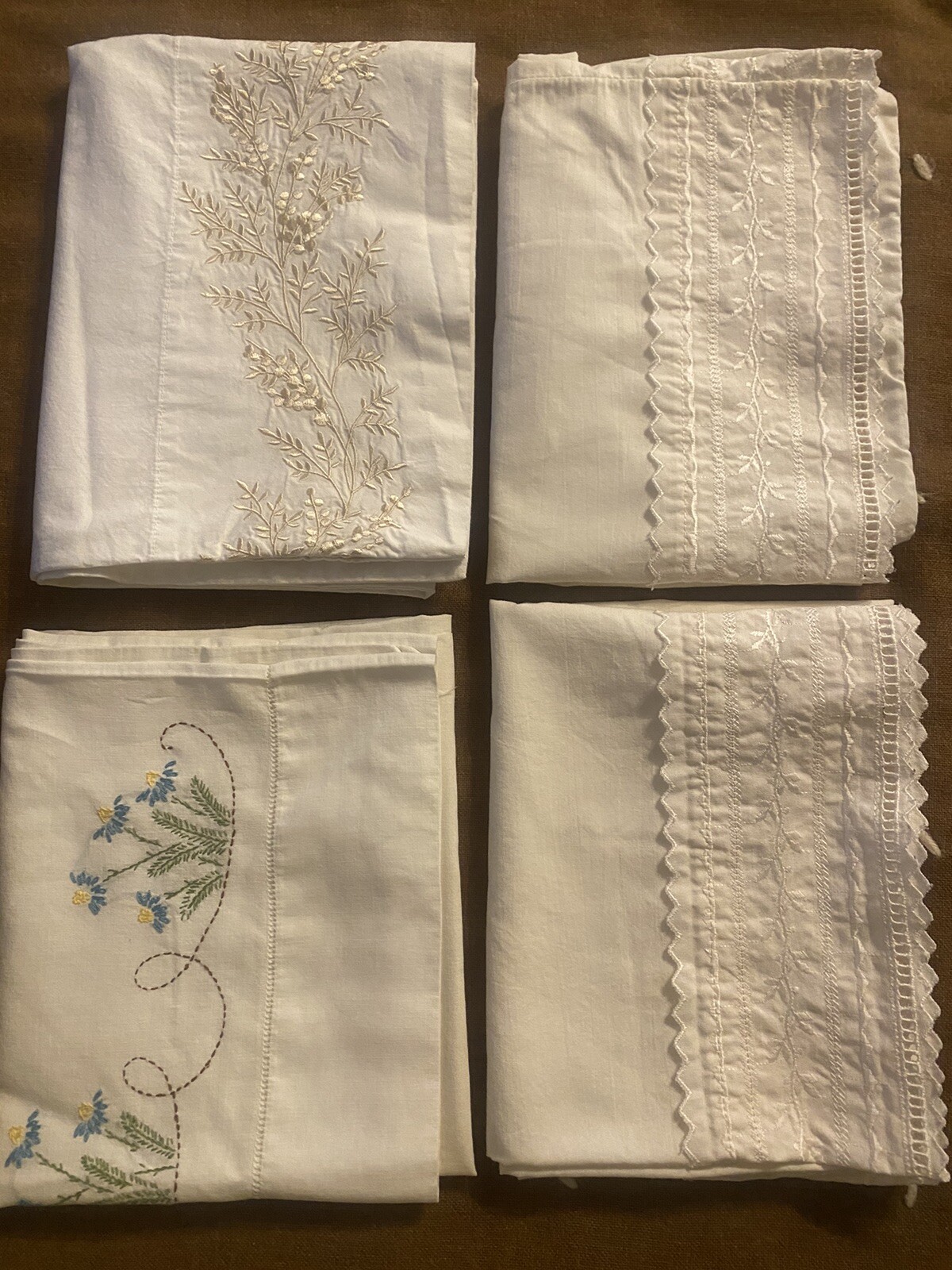 vintage embroidered pillowcases Lot Of 4 eBay
