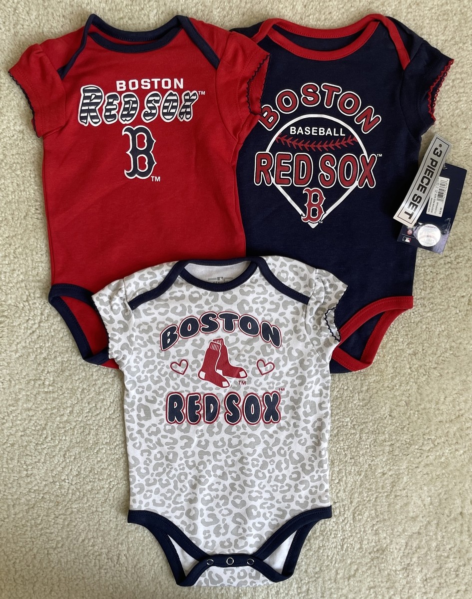 MLB Boston Red Sox Infant Girls' 3pk Bodysuits 6-9M
