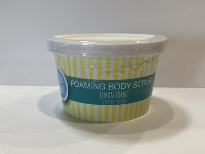 NEW BATH TREASURES FIZZ & BUBBLE LEMON SORBET FOAMING BODY SCRUB 3 OZ