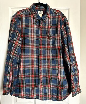 VTG LL Bean Scotch Plaid 100% Cotton Flannel Mens XL