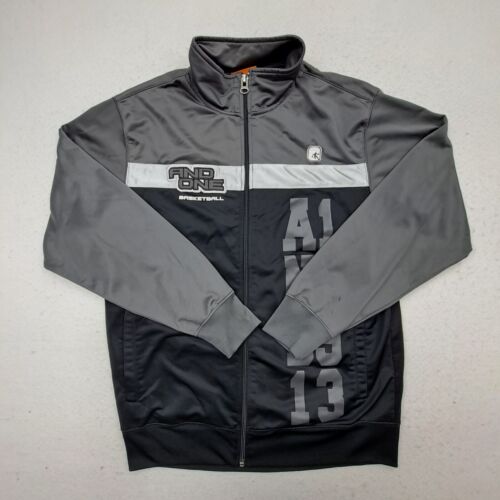 Vintage And1 Jacket Mens Medium Black Zip-Up Track Warmup Basketball Y2K And 1