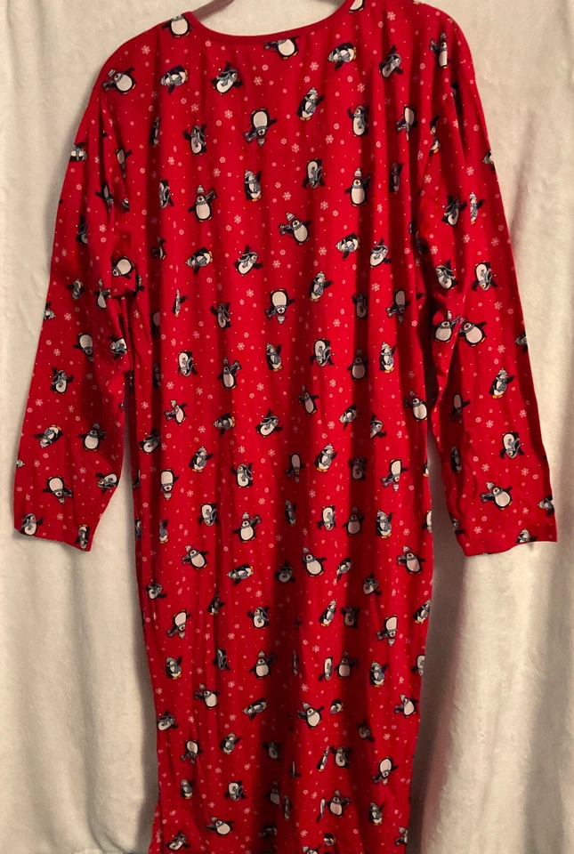 Moda Insecto Rojo Multi Pingüinos Copo de Nieve Algodón Manga Larga Prendas para Dormir Largas Foto 4 de 4