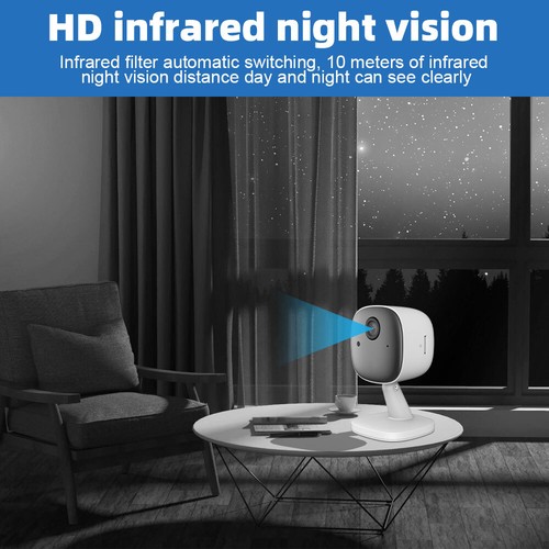 Smart Security Camera 1080P Indoor Surveillance w/ Motion Detection Night Vision - Picture 4 of 12