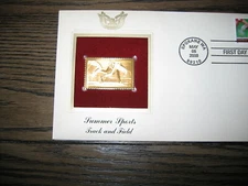 2000 SUMMER SPORTS TRACK AND FIELD Gold Golden Cover Replica FDC Stamp 