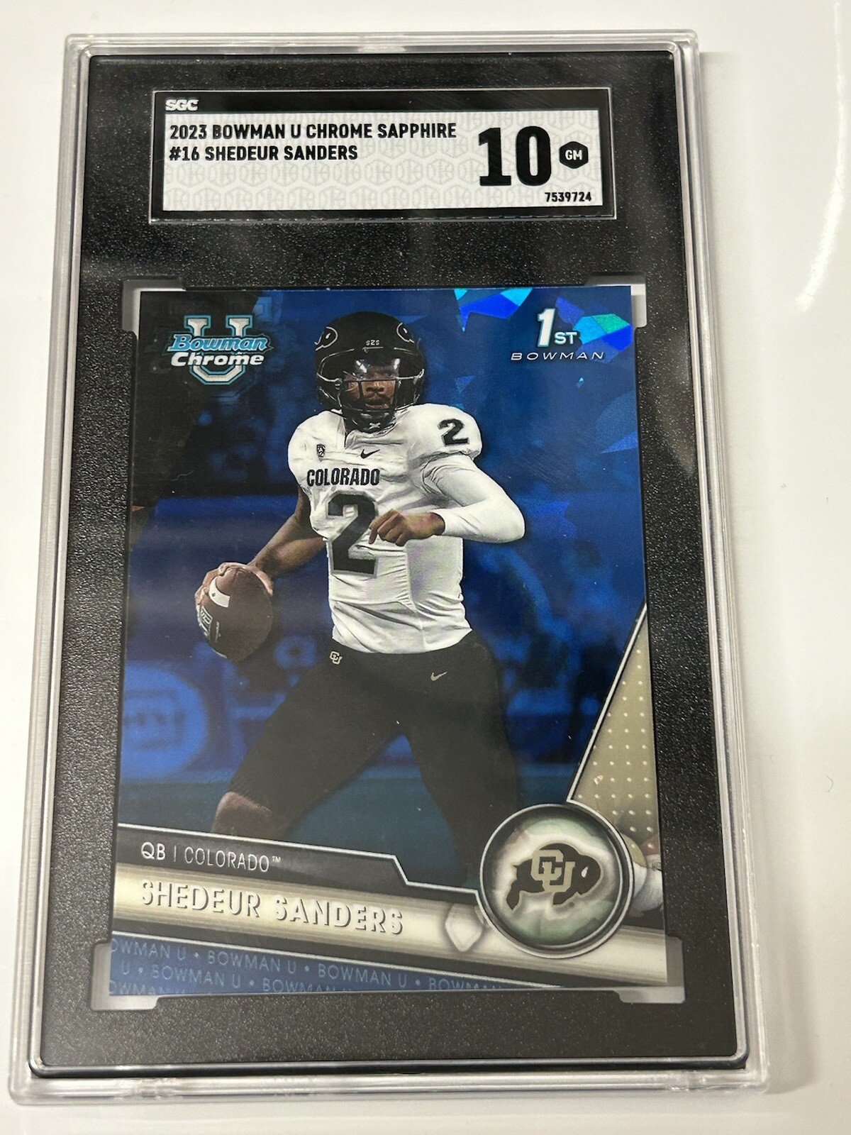 2023 Bowman U Chrome Sapphire #16 Shedeur Sanders SGC 10 💎 🔥COLORADO BUFFALOES