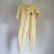 2t - 3T VINTAGE PADDINGTON BEAR Embroidered Sleeper Footed Pajama Yellow Fleece