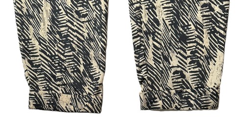 NEW Womens Apt 9 Tan Black Print Modern Fit Paper Bag Soft Elastic Waist Pants S - Picture 2 of 8