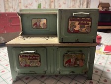 Vintage Little Orphan Annie Electric Play Stove Green Oven Pressed Steel NICE 