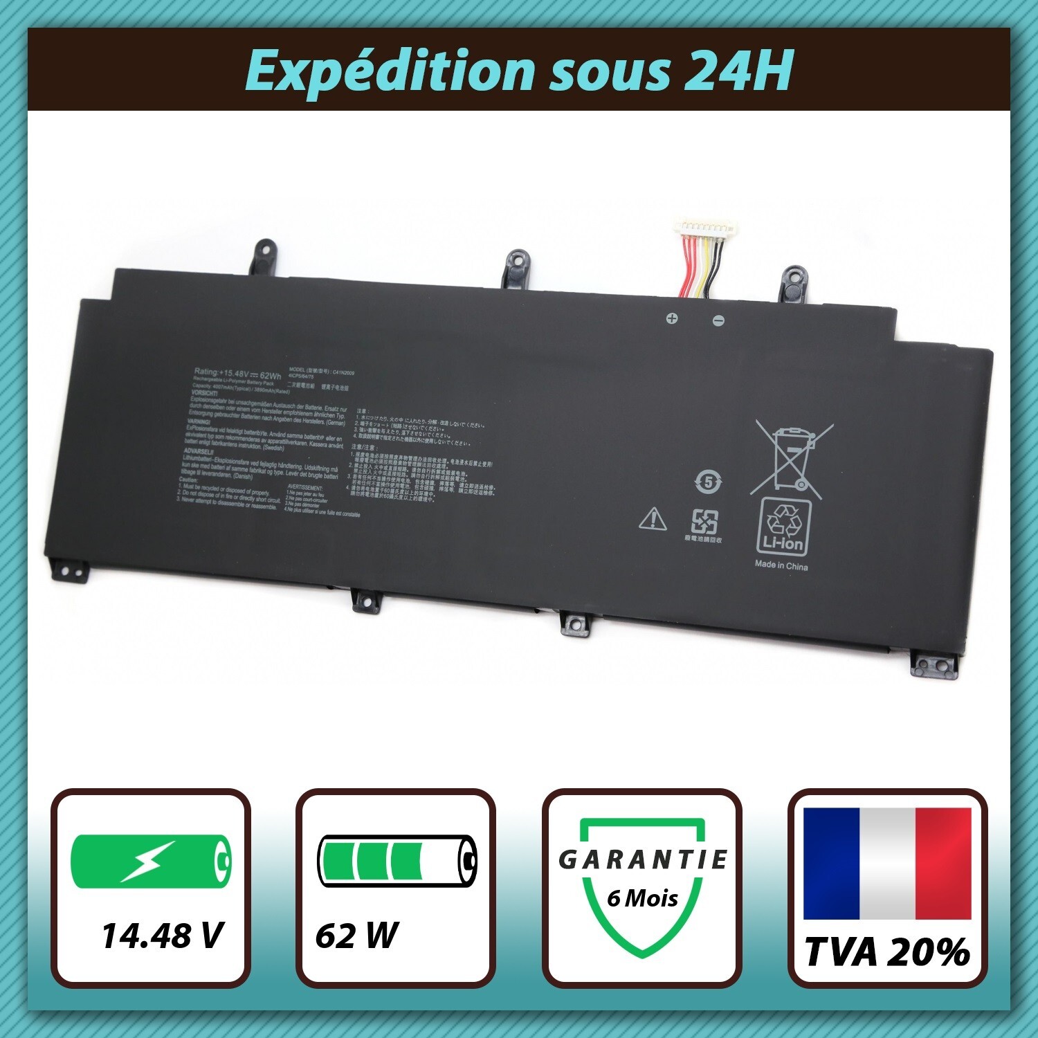 Batterie C41N2009 pour ASUS ROG PV301Q Résout les Problèmes de Coupure PC
