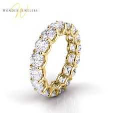 5ctw Round Diamond U-Prong Set Eternity Band 14K Yellow Gold (F-G/VS2)