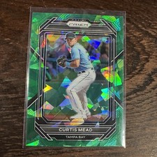 2023 Panini Prizm #119 Curtis Mead Green Cracked Ice Prizm Rays RC SP Baseball
