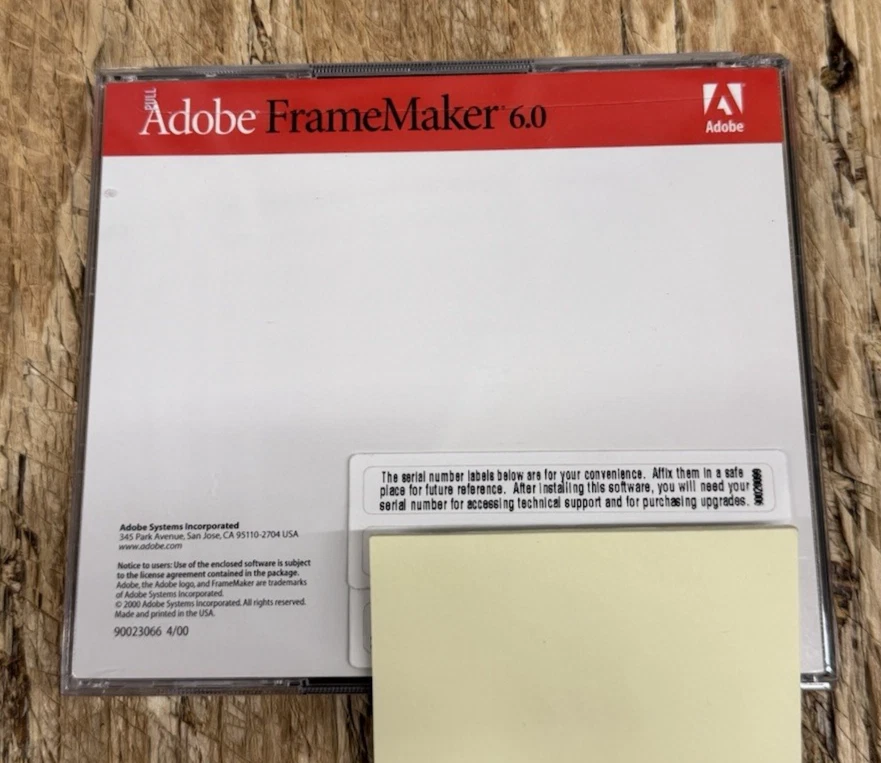 6.0, Adobe FrameMaker 6.0 Windows 2 Disc set With Serial Number - Image 2 of 2