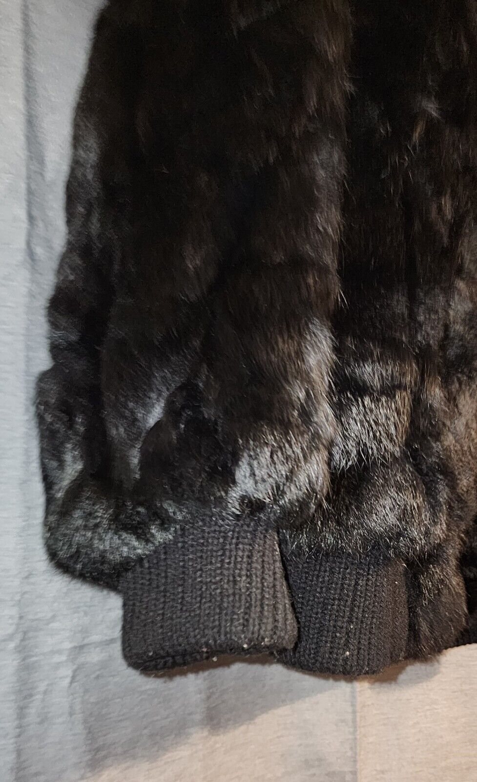 NIKI brand Unisex Black Rabbit Fur Coat Size Medi… - image 3