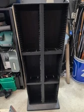 Vtg Alpha Twin Double Row Tower 120 CD Holder Compact Disc Storage Black Stand