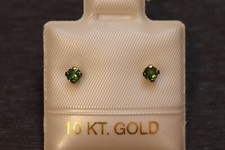 Feinste Tsavorit Ohrstecker - 2,5 mm - 10 Kt Gold 417 - Ohrringe Brillantschliff