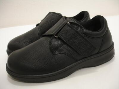 Orthofeet Broadway Men's sz 2E EE W Wide Comfort Strap Shoes 510 Black  Leather