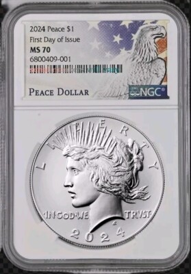 2024 Peace Silver Dollar Uncirculated NGC MS70 First Day Issue