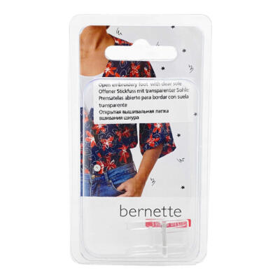 Open Embroidery Foot with Clear Sole Fits Bernette B05 Academy, Sew&Go 1