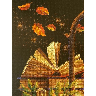 Broderie point de croix cascade d'automne chez RIOLIS
