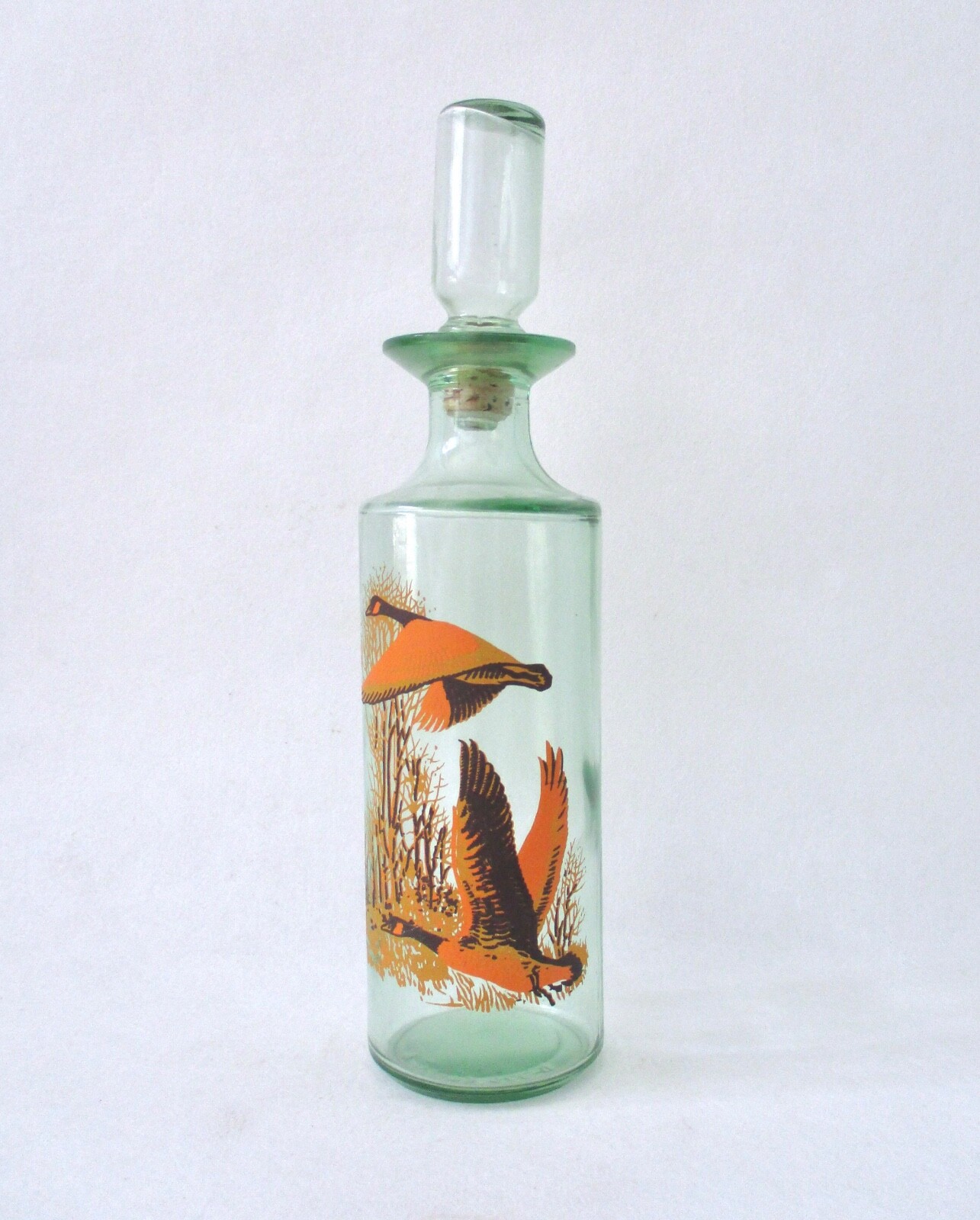 Vintage MCM Old Fitzgerald Whiskey Decanter with Stopper Geese Design-image