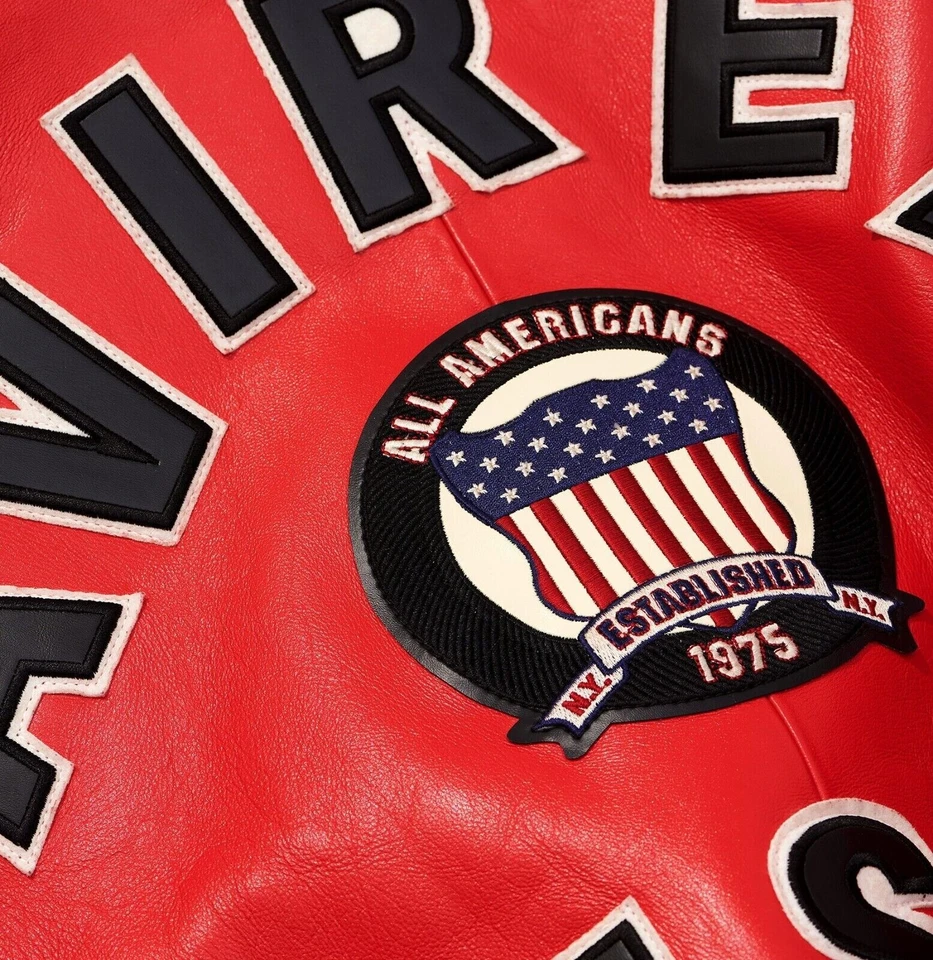 Men's Avirex Real Bomber American Flight Jacket 100% Lamb Leather Red Jacket - Image 4 of 4