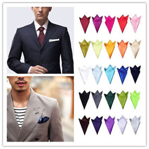 Men's Hanky Silk Satin Plain Pocket Square Hankerchief Party Tie For WeddingSuit