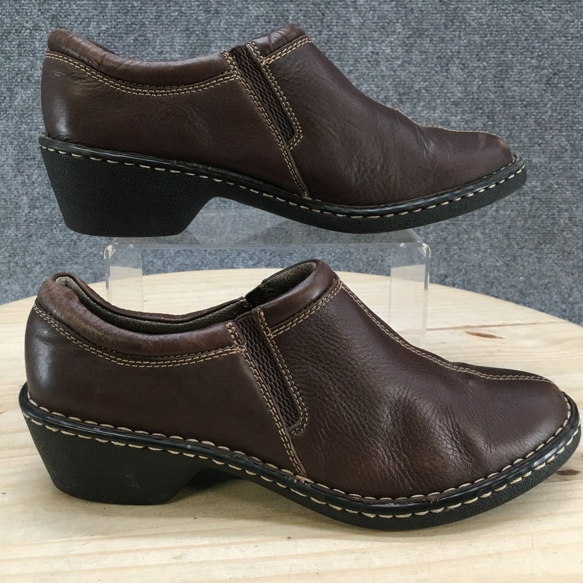 Eastland Shoes Womens 11 M Amore Clog Loafer Brown Leather Slip On Round  3096-02