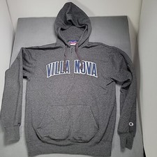 Villanova Champion Quarter Zip Pullover Hoodie Sz M Grey Embroidered Letters